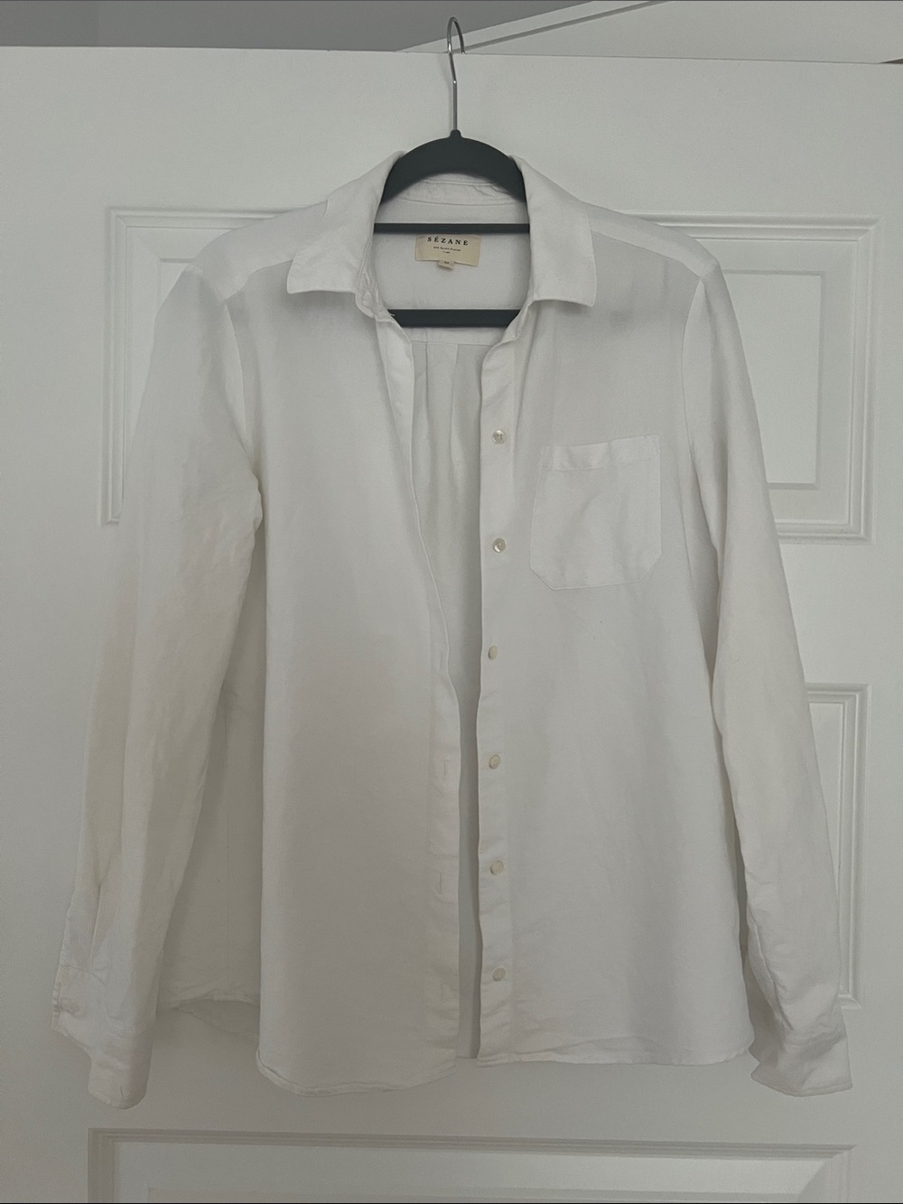 Sezane White 100% Cotton Button Down Small